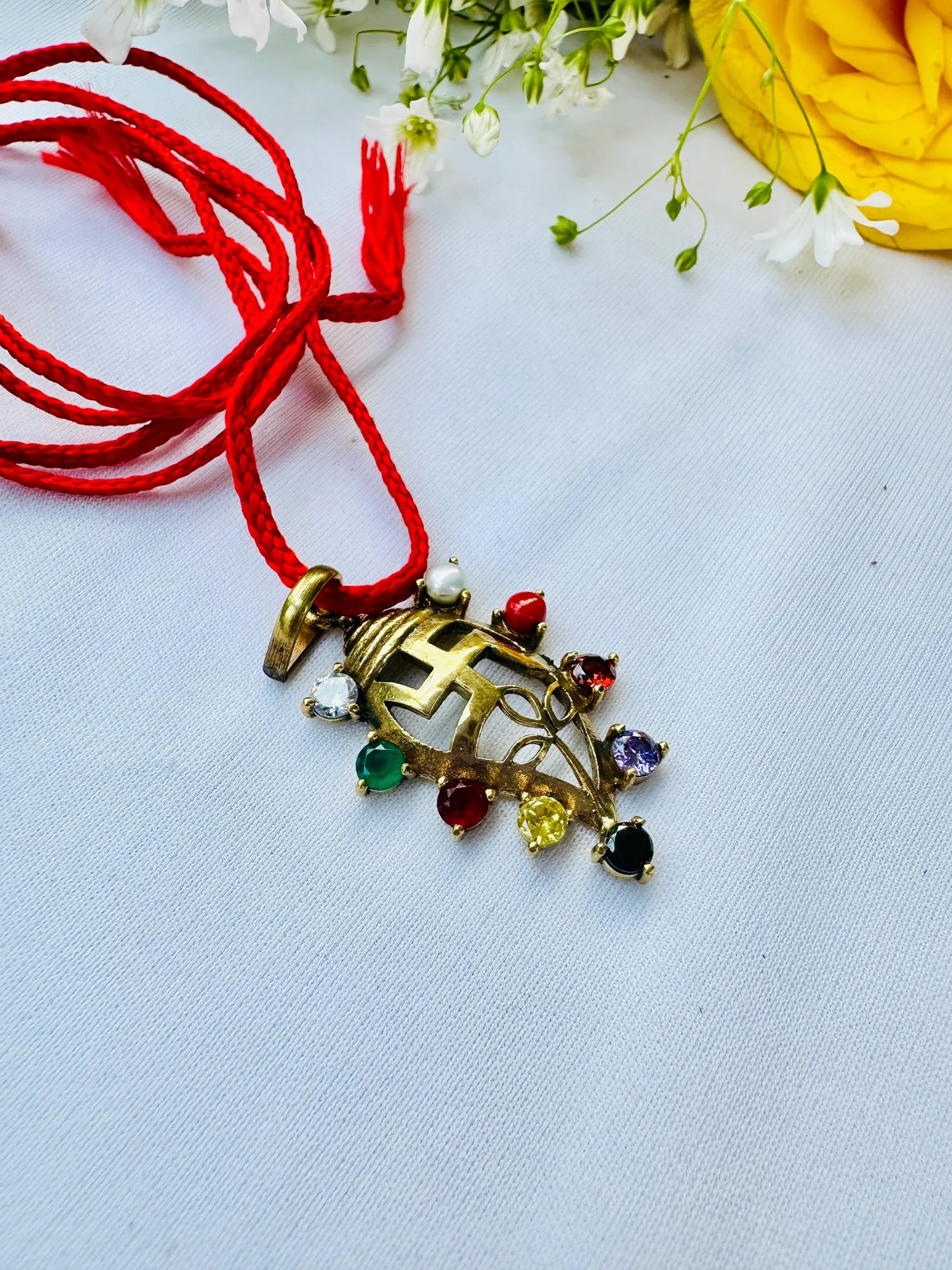 π Navratan Stone Pendant β Abhimantrit & Certified
