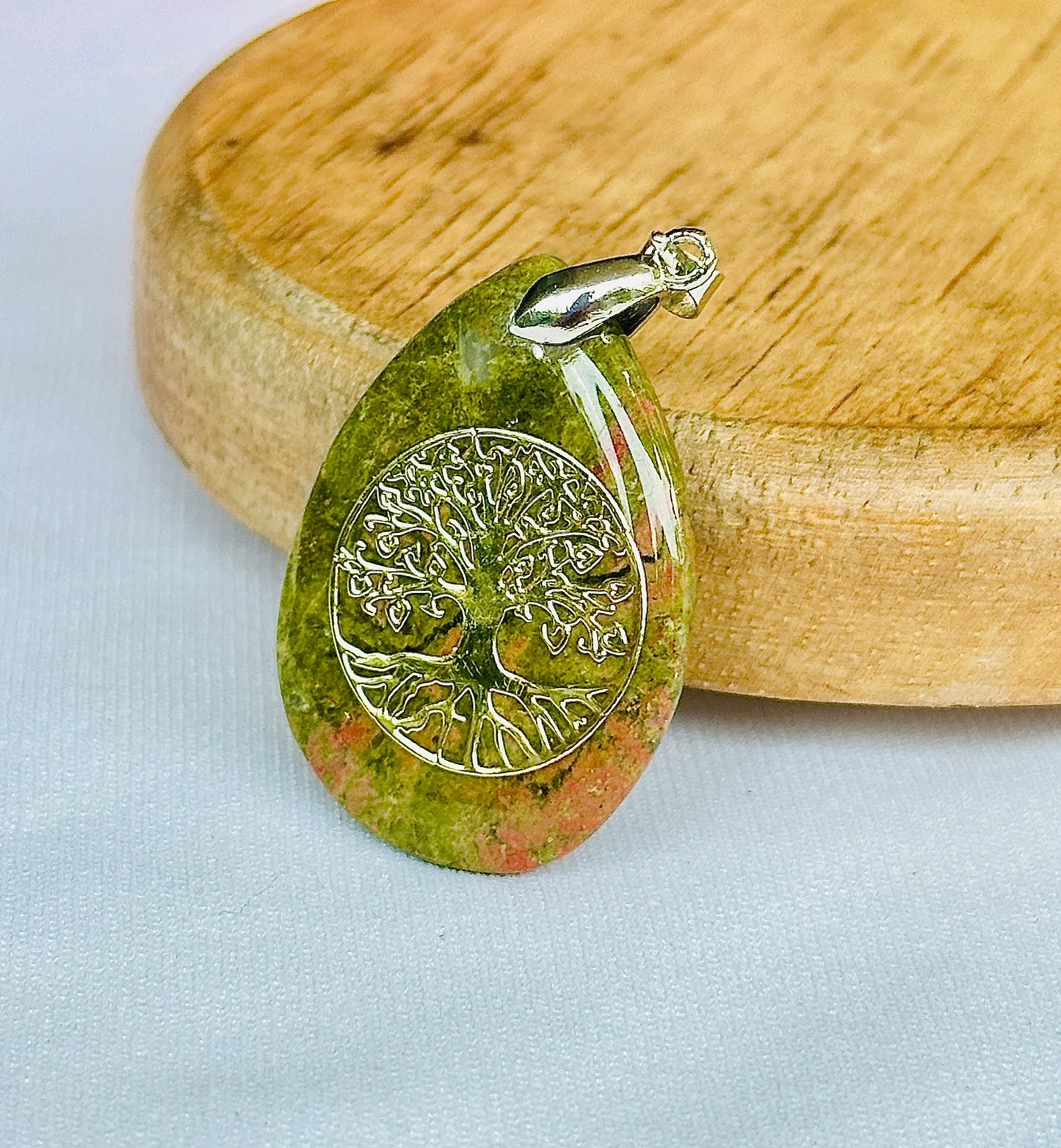 🌳 Unkite Stone Tree of Life Pendant – Abhimantrit & Certified