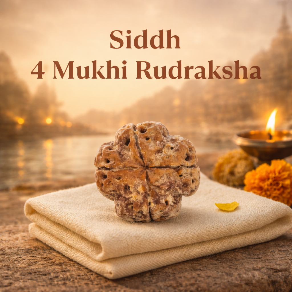 Kashi Siddh 4 Mukhi Rudraksha (Nepal Origin) – Natural & Authentic Bead (17–22mm)