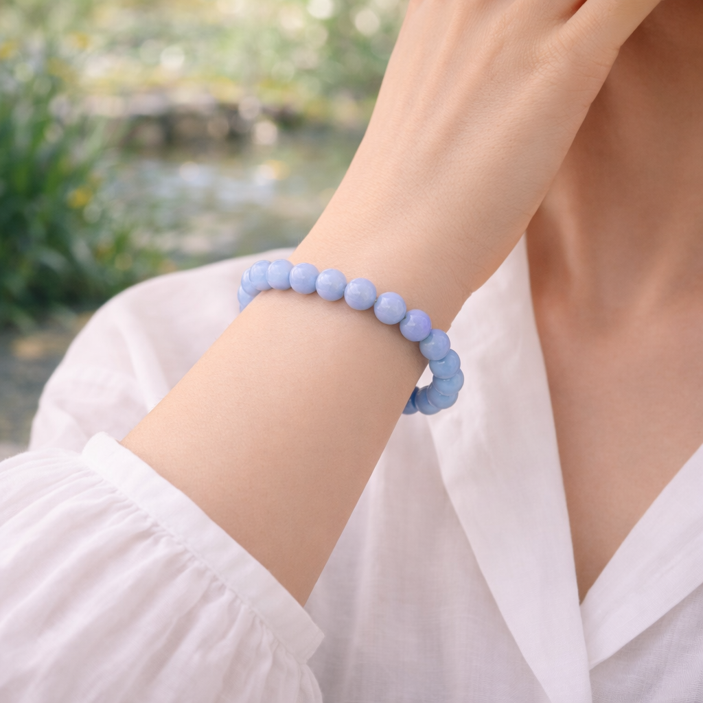 Blue Lace Agate Bracelet (AAA+ Quality Lab Certified)
