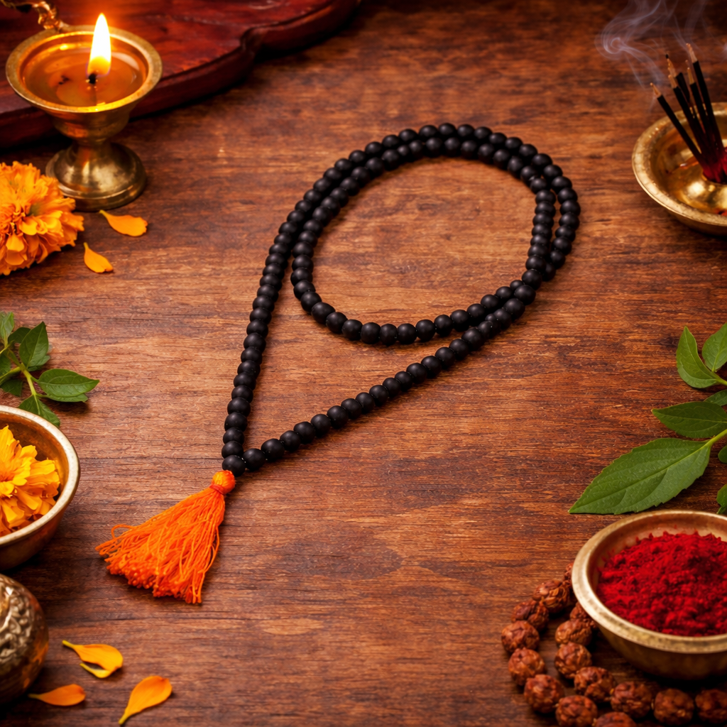 Karungali Mala 6mm for Kids (108+1 Beads) – Original Ebony Wood | Govt. Certified