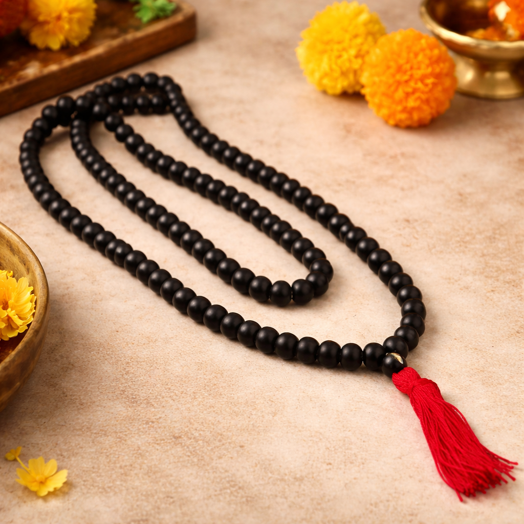 Karungali Malai 8mm – 108+1 Authentic Ebony Wood Beads