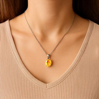Yellow Citrine Pendant – Abhimantrit & Certified for Success & Financial Growth