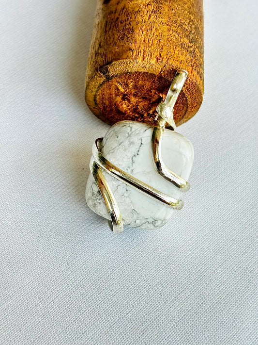 Howlite Wrapping Pendant – Abhimantrit & Certified for Calmness & Clarity