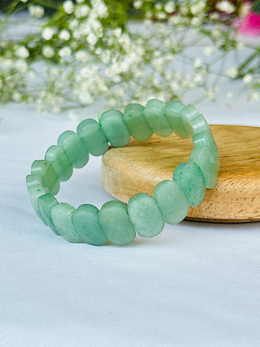 🌟 Green Aventurine Emerald Cut Bracelet (Abhimantrit & Certified)