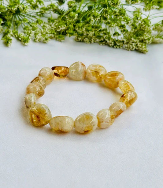 🌟 Yellow Citrine Tumble Bracelet (Abhimantrit & Certified)