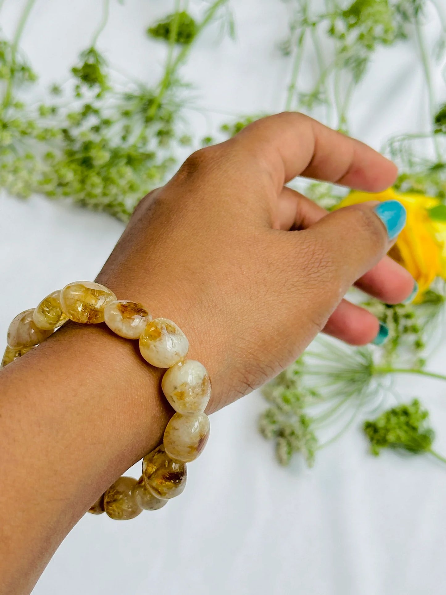 🌟 Yellow Citrine Tumble Bracelet (Abhimantrit & Certified)