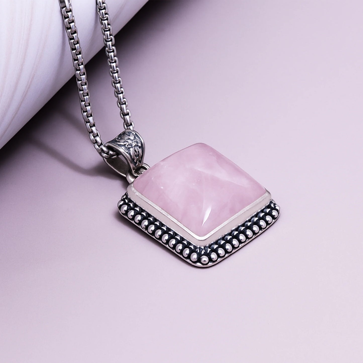 Rose Quartz Pendant – Abhimantrit & Certified for Love & Harmony