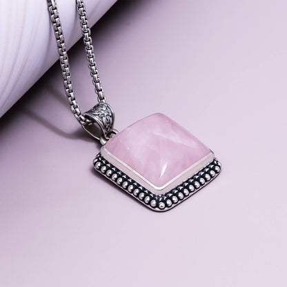 Rose Quartz Pendant – Abhimantrit & Certified for Love & Harmony