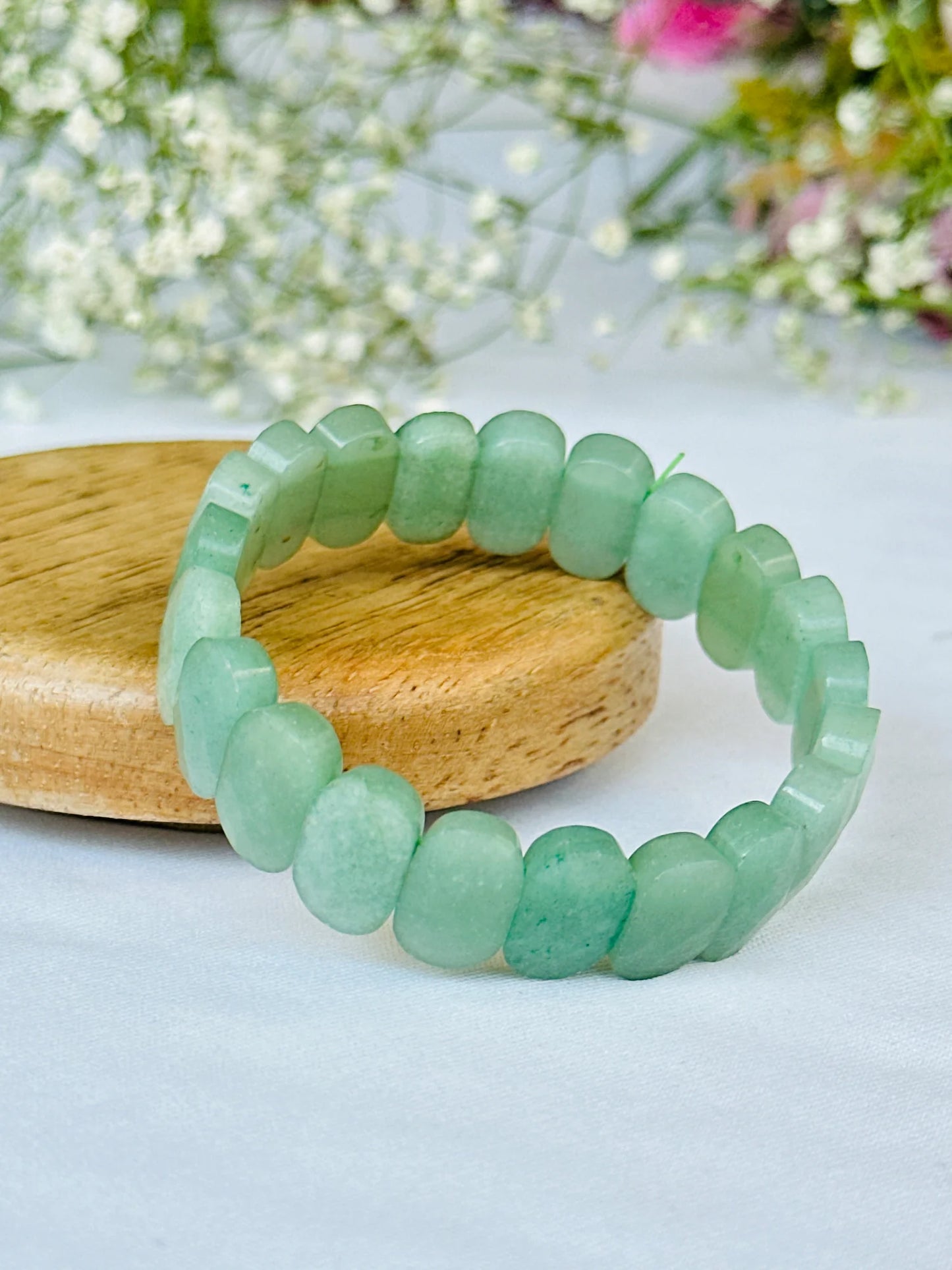 🌟 Green Aventurine Emerald Cut Bracelet (Abhimantrit & Certified)