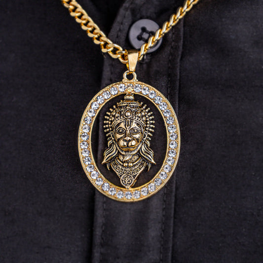 🪔 Golden Hanuman Ji Pendant – Abhimantrit