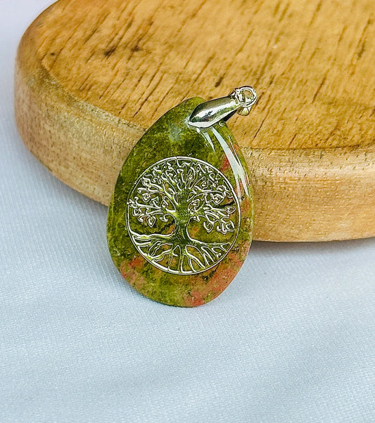 🌳 Unkite Stone Tree of Life Pendant – Abhimantrit & Certified