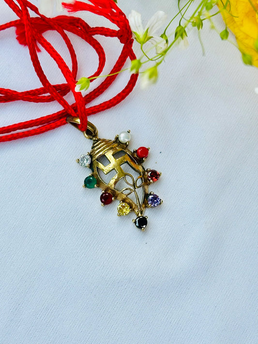 🌈 Navratan Stone Pendant – Abhimantrit & Certified