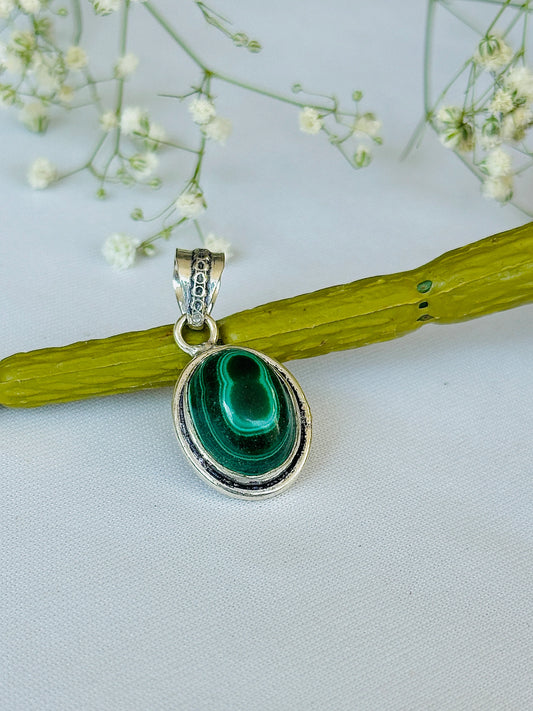 Malachite Crystal Pendant - Abhimantrit & Certified