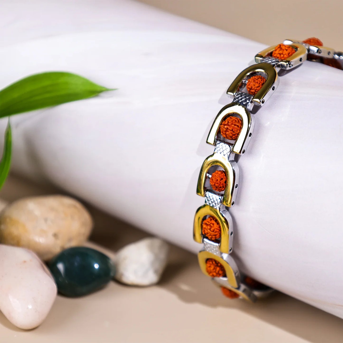 Duotone Rudraksha Bracelet (IGP Gold & Silver Plating) - Abhimantrit