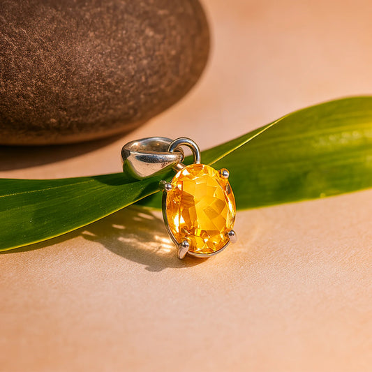 Yellow Citrine Pendant – Abhimantrit & Certified for Success & Financial Growth