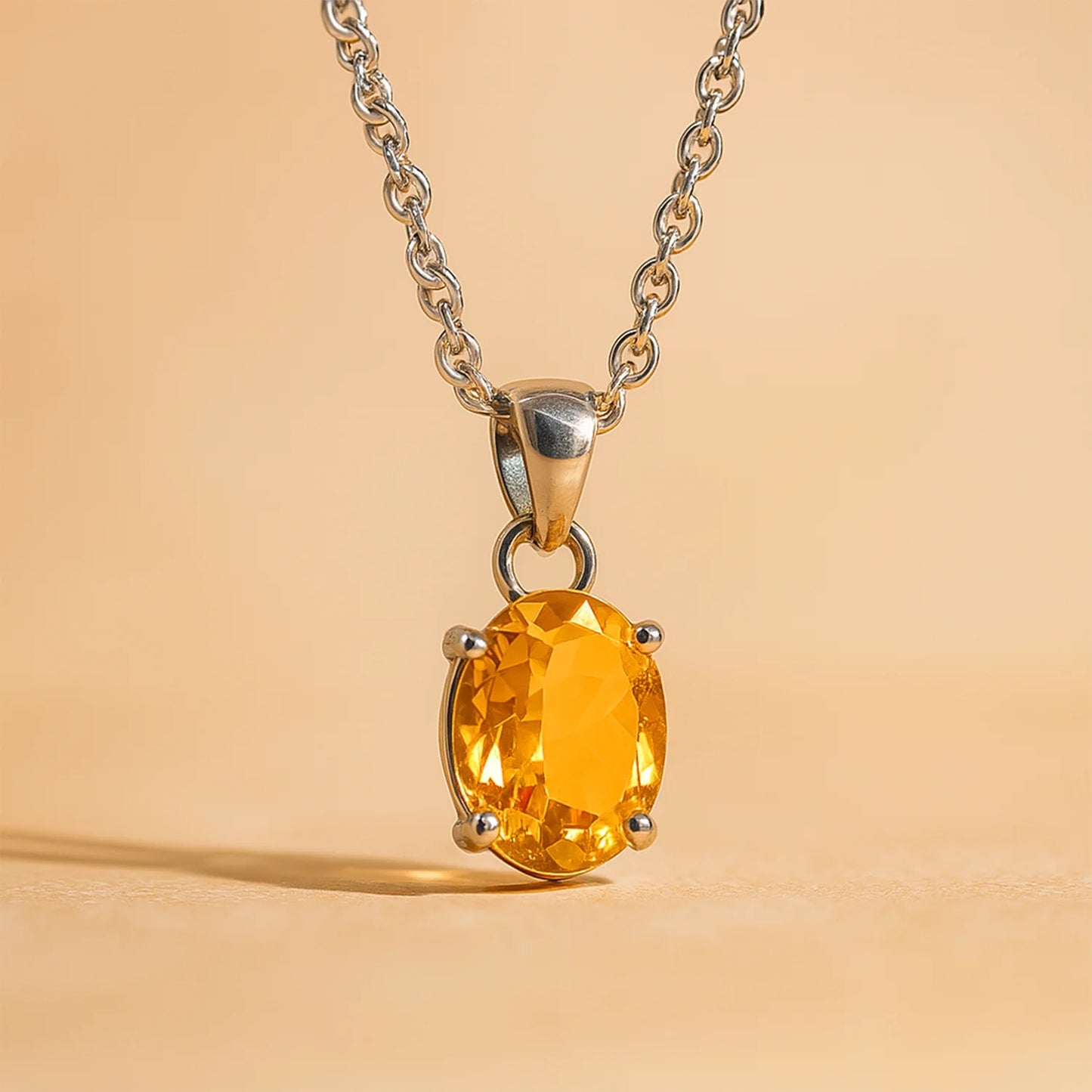 Yellow Citrine Pendant – Abhimantrit & Certified for Success & Financial Growth