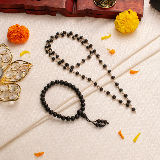 Silver-Tipped Karungali Mala Set