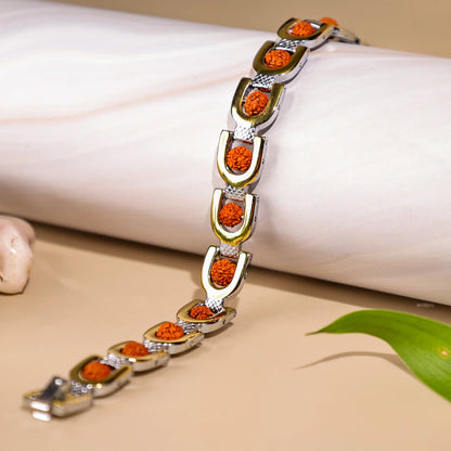 Duotone Rudraksha Bracelet (IGP Gold & Silver Plating) - Abhimantrit