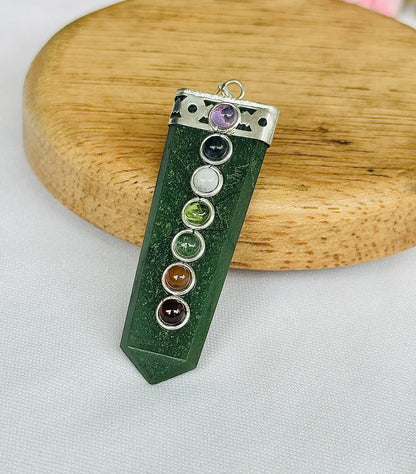 Green Jade Seven Chakra Pendant – Abhimantrit & Certified for Healing & Harmony