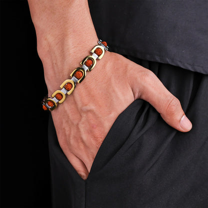 Duotone Rudraksha Bracelet (IGP Gold & Silver Plating) - Abhimantrit
